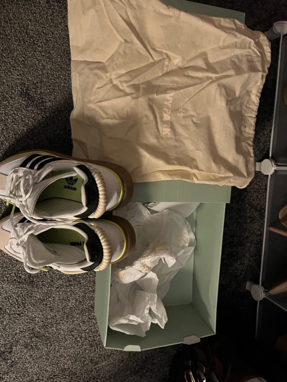 adidas White Black & Lime Green IVY PARK Runners